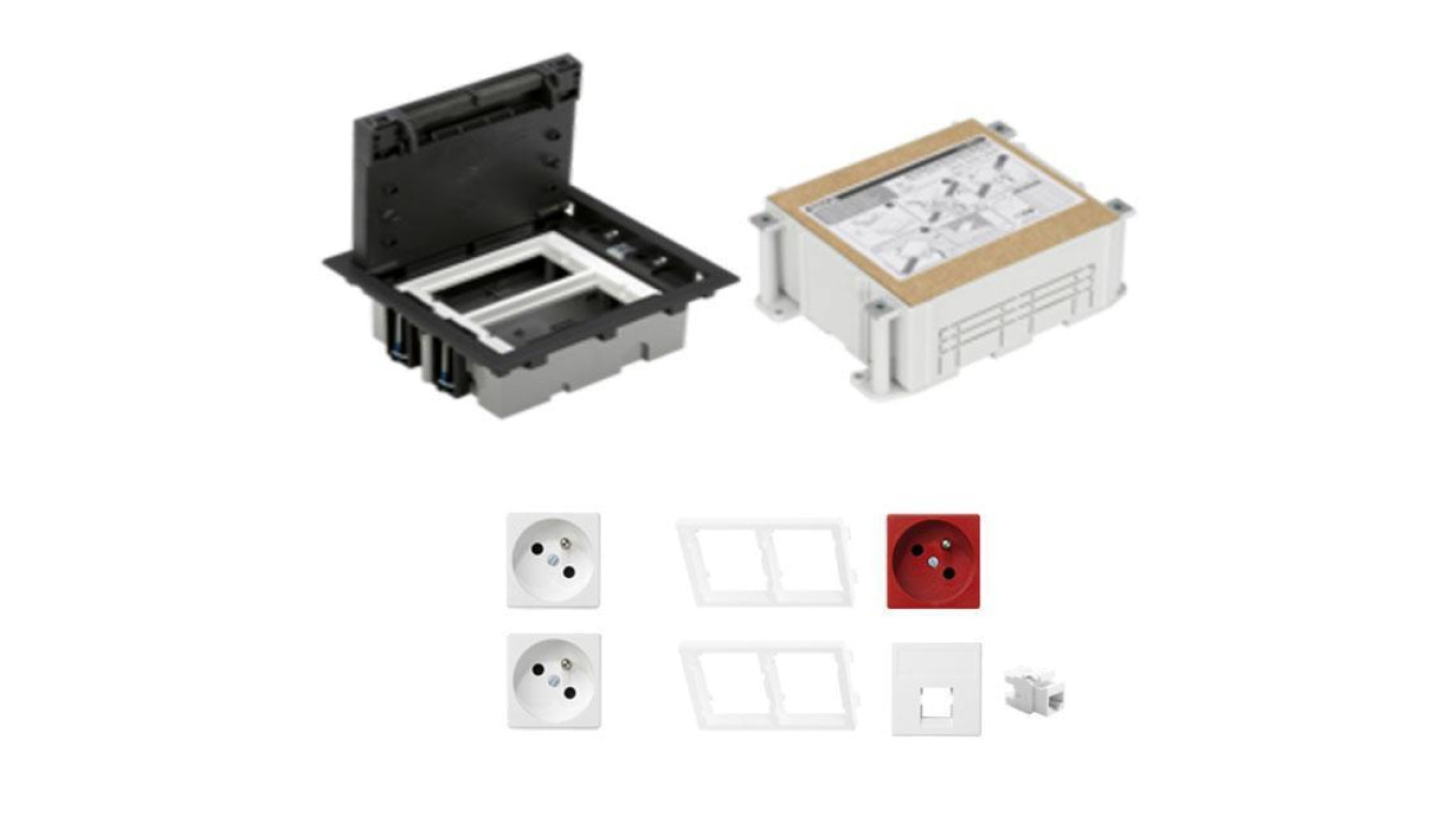 KONTAKT SIMON FLOOR BOX puszka podłogowa 2x gniazdo pojedyncze z/u + 1x gniazdo DATA + 1x gniazdo RJ45 kat. 6 nieekranowane + ka