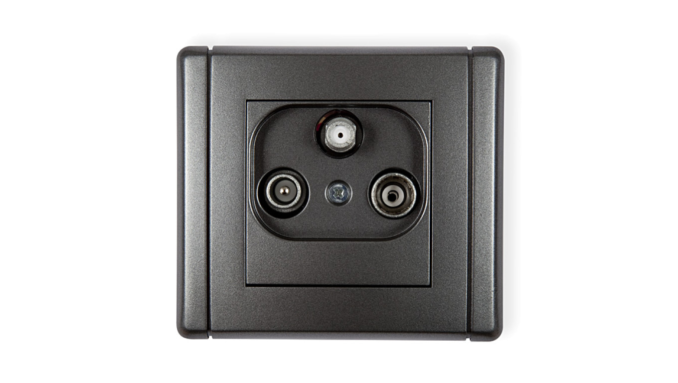 FLEXI Gniazdo antenowe RTV-SAT końcowe 1,5dB grafitowy 11FGS