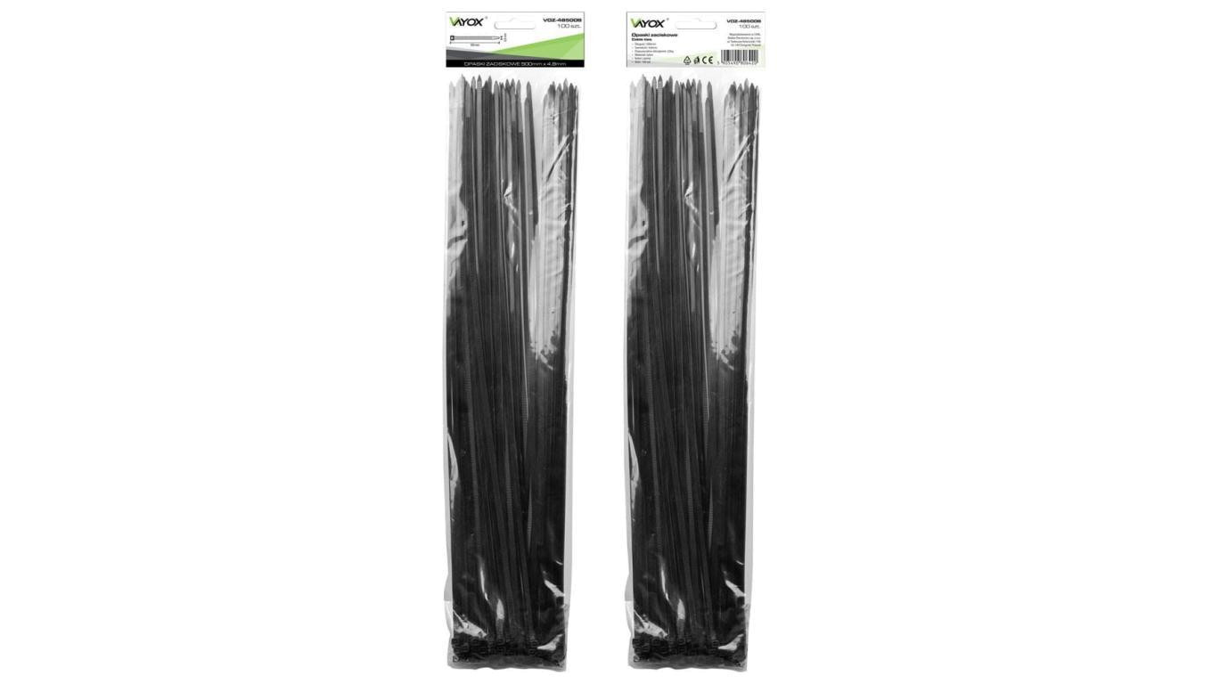 Opaski zaciskowe 4,8mm / 500mm czarne 100 szt. VOZ-48500B Vayox