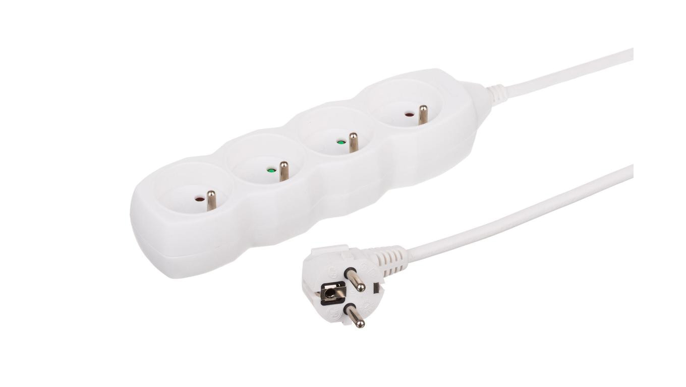 Przedłużacz 4-gniazdowy, 1,5m biały, 3x1,0mm OWY / 34415