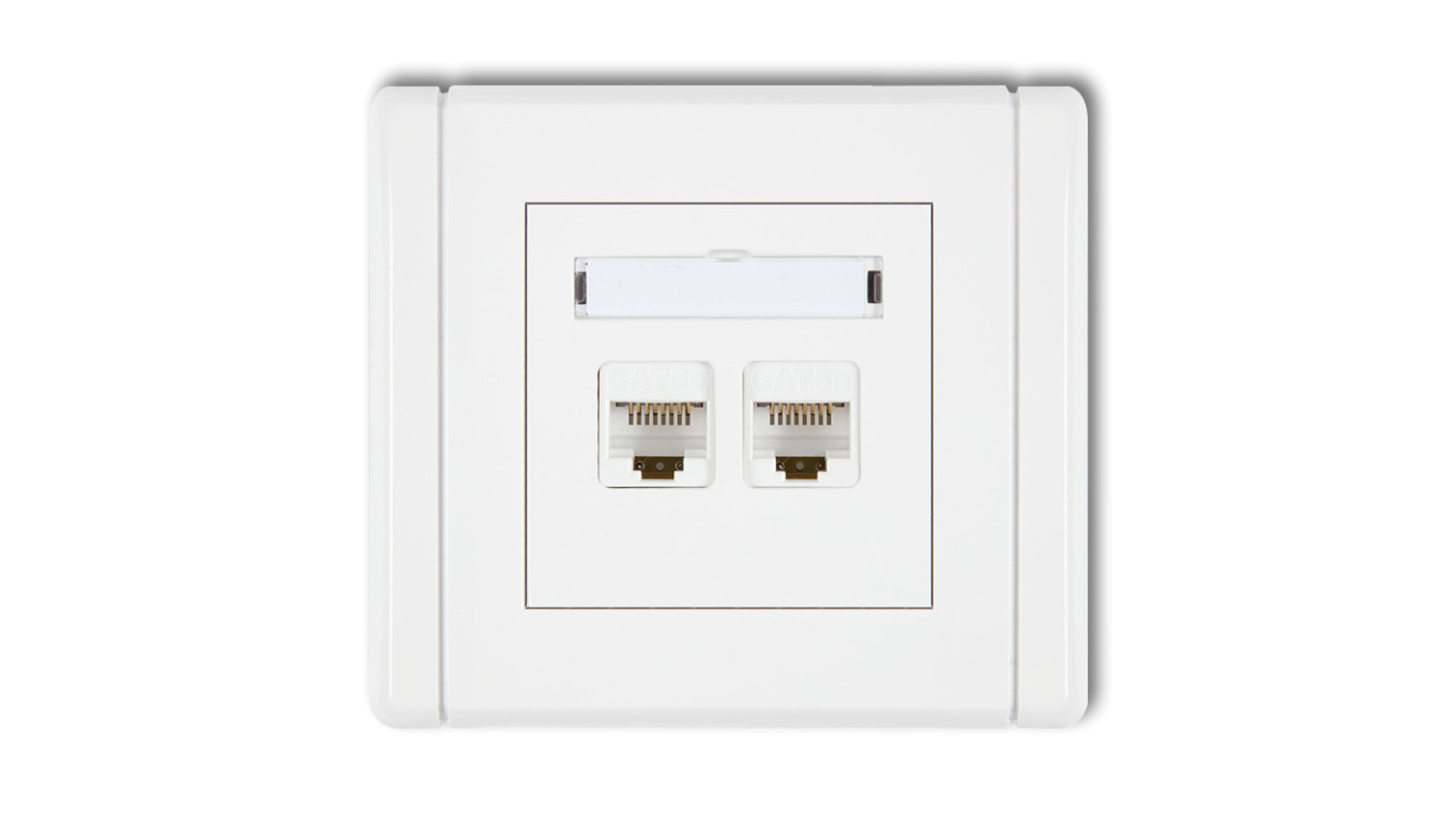 FLEXI Gniazdo komputerowe podwójne 2xRJ45, kat. 6, 8-stykowe biały FGK-4