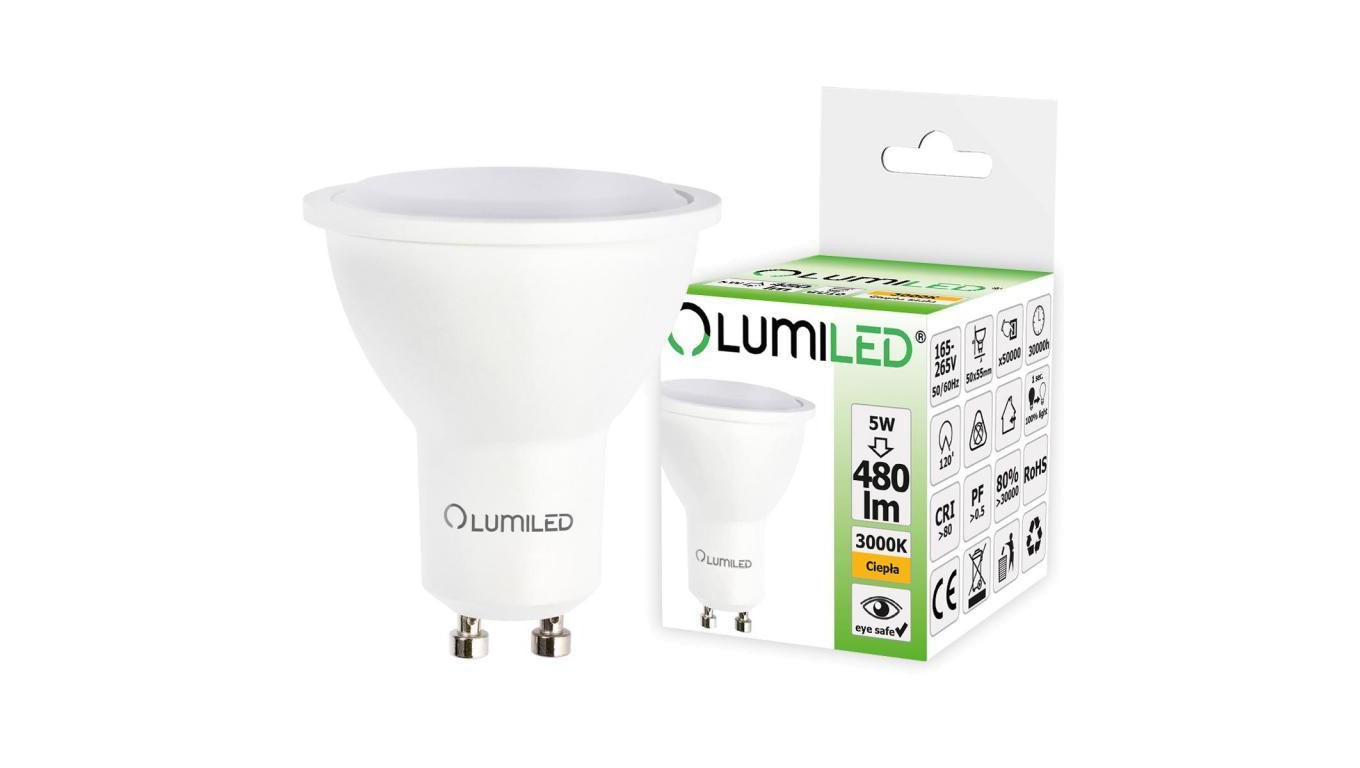 Żarówka LED GU10 5W = 50W 480lm 3000K Ciepła 120 LUMILED