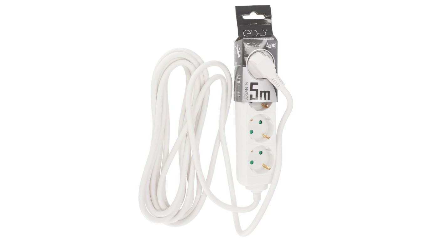 Przedłużacz domowy przenośny LOGAN S White 4 - krotny Schuko 5m EDO777570 EDO