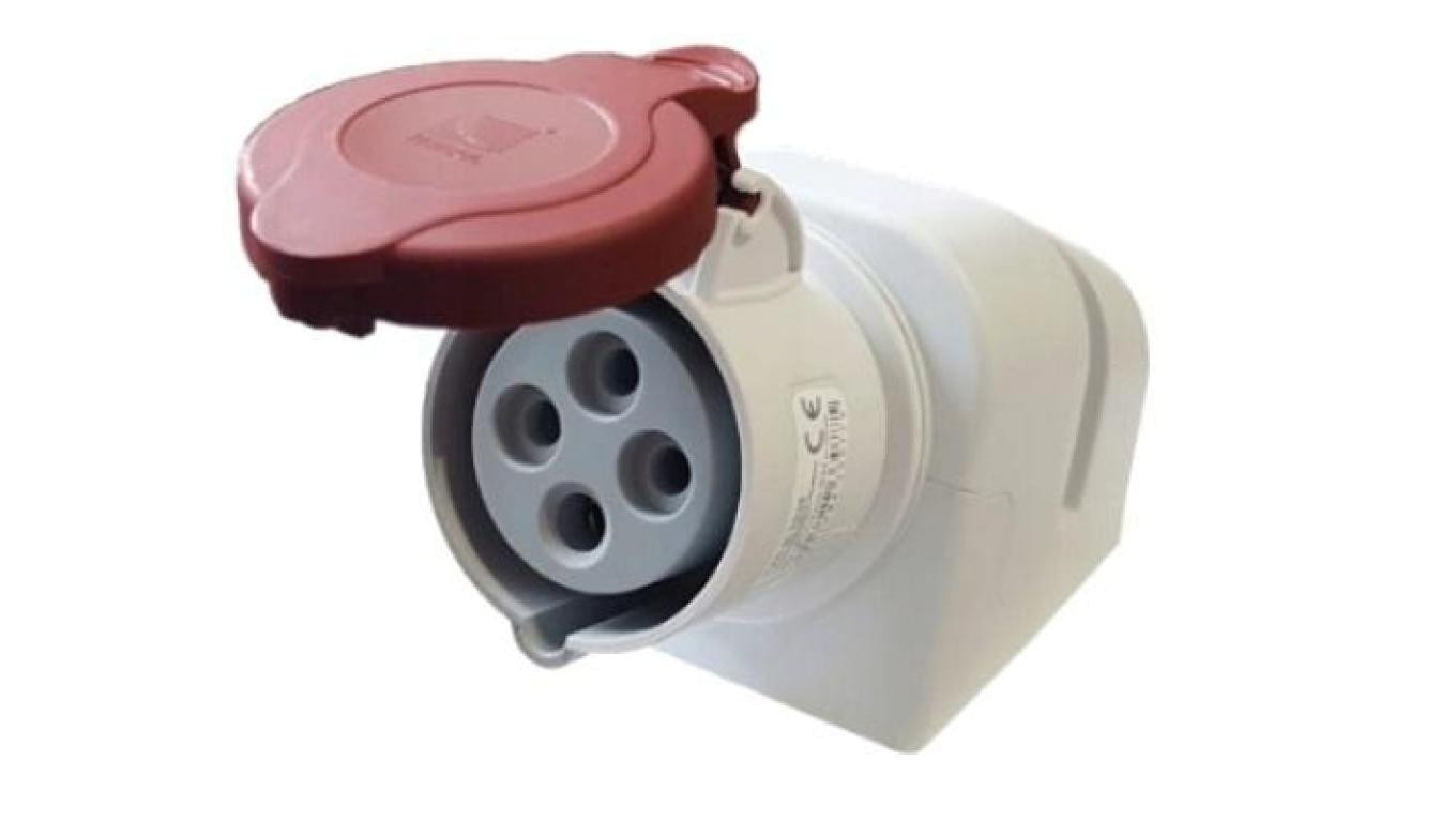 Gniazdo siłowe z klapką 4p 16A 400V stałe IP44 PAWBOL do obudowy