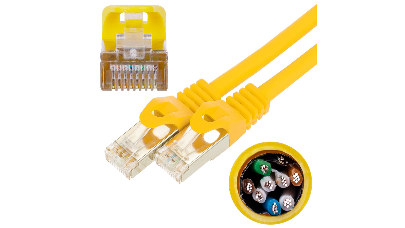 Patchcord FTP kat.5e kabel sieciowy LAN 2x RJ45 linka żółty 1m NEKU