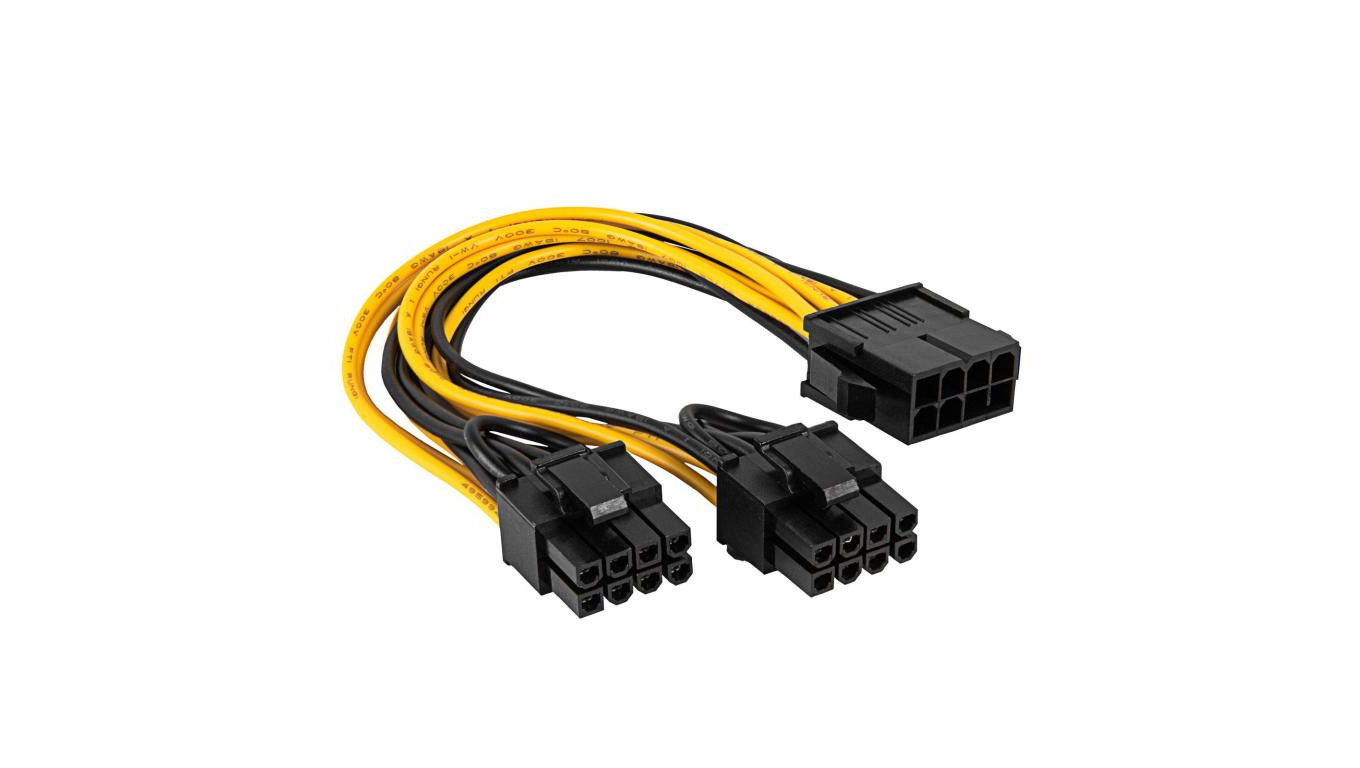 Adapter z kablem Akyga AK-CA-81 PCI-E 8-pin (f) / 2 x PCI-E 6+2-pin (m) 15cm