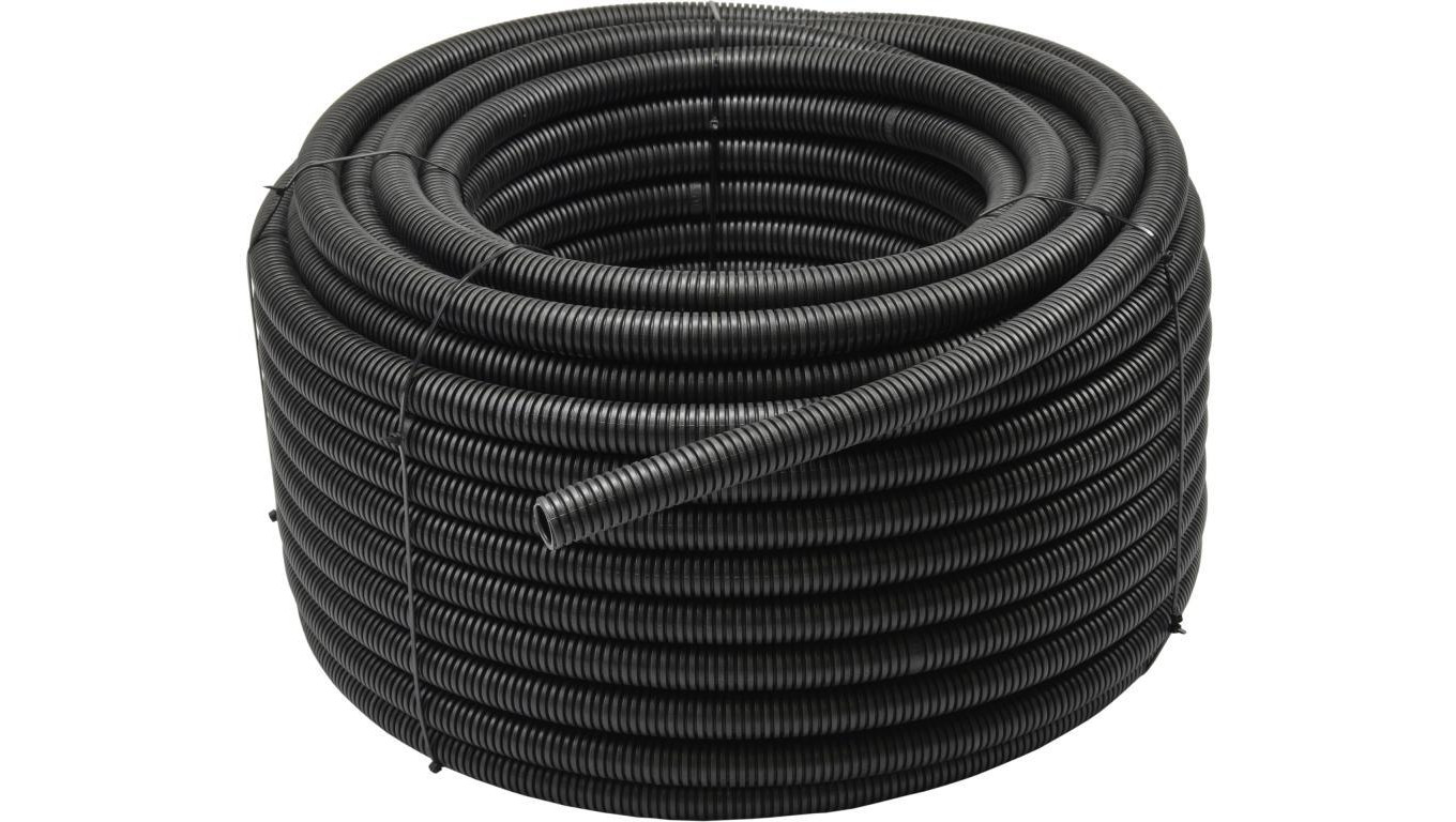 Rura karbowana elektroinstalacyjna RKGS 40/32,4mm giętka samogasnąca peszel z pilotem 750N PVC UV czarna 25m Tubifor