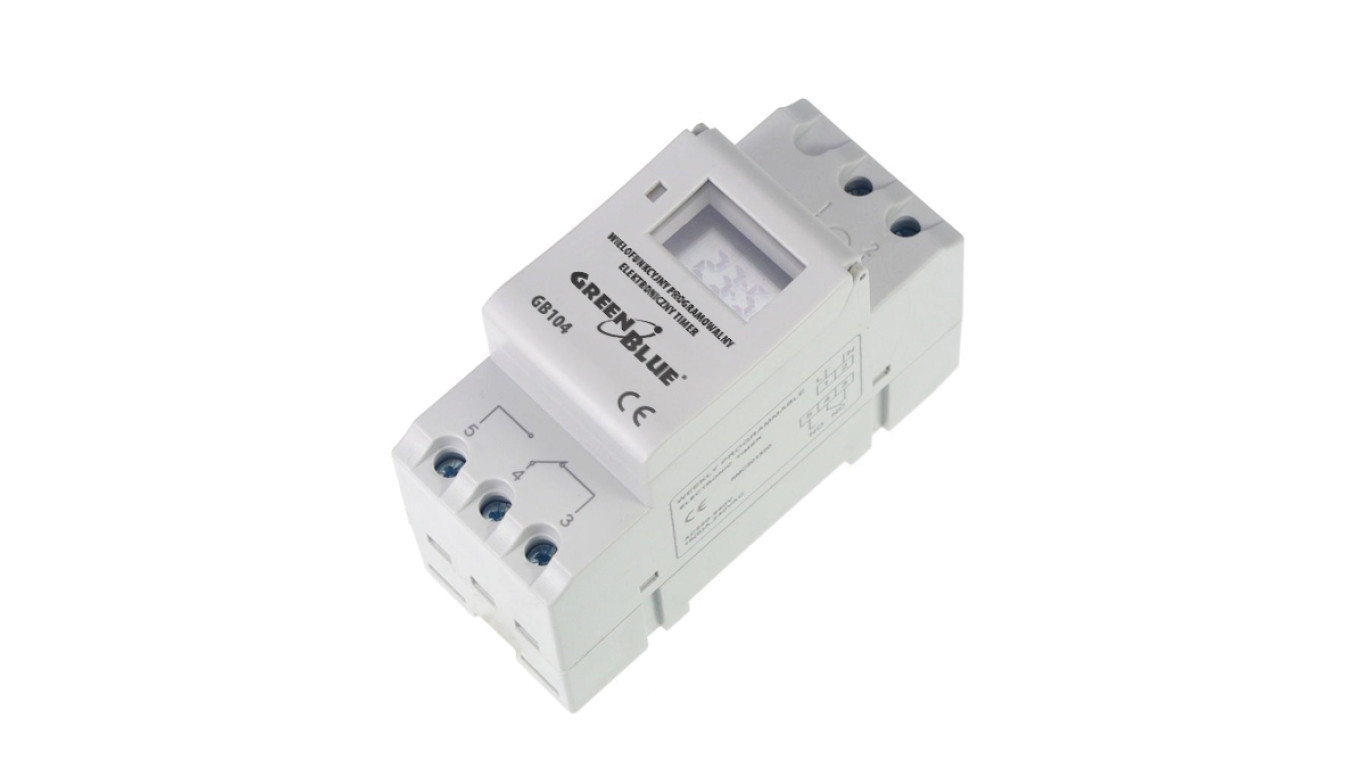 Włącznik czasowy - timer cyfrowy na szynę DIN GreenBlue GB104 16 programów max 240 programów GB104