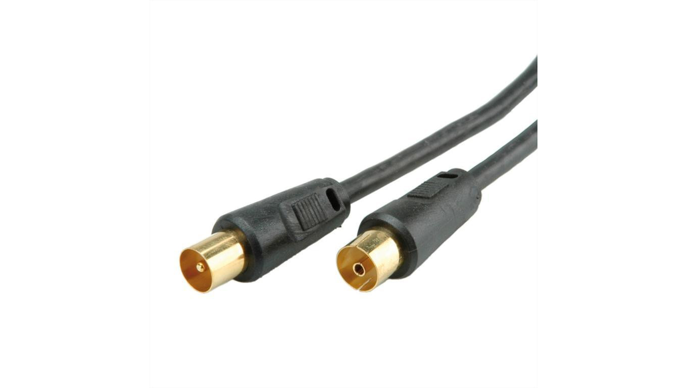 Kabel antenowy TV 100dB M/F, czarny, 5,0 m