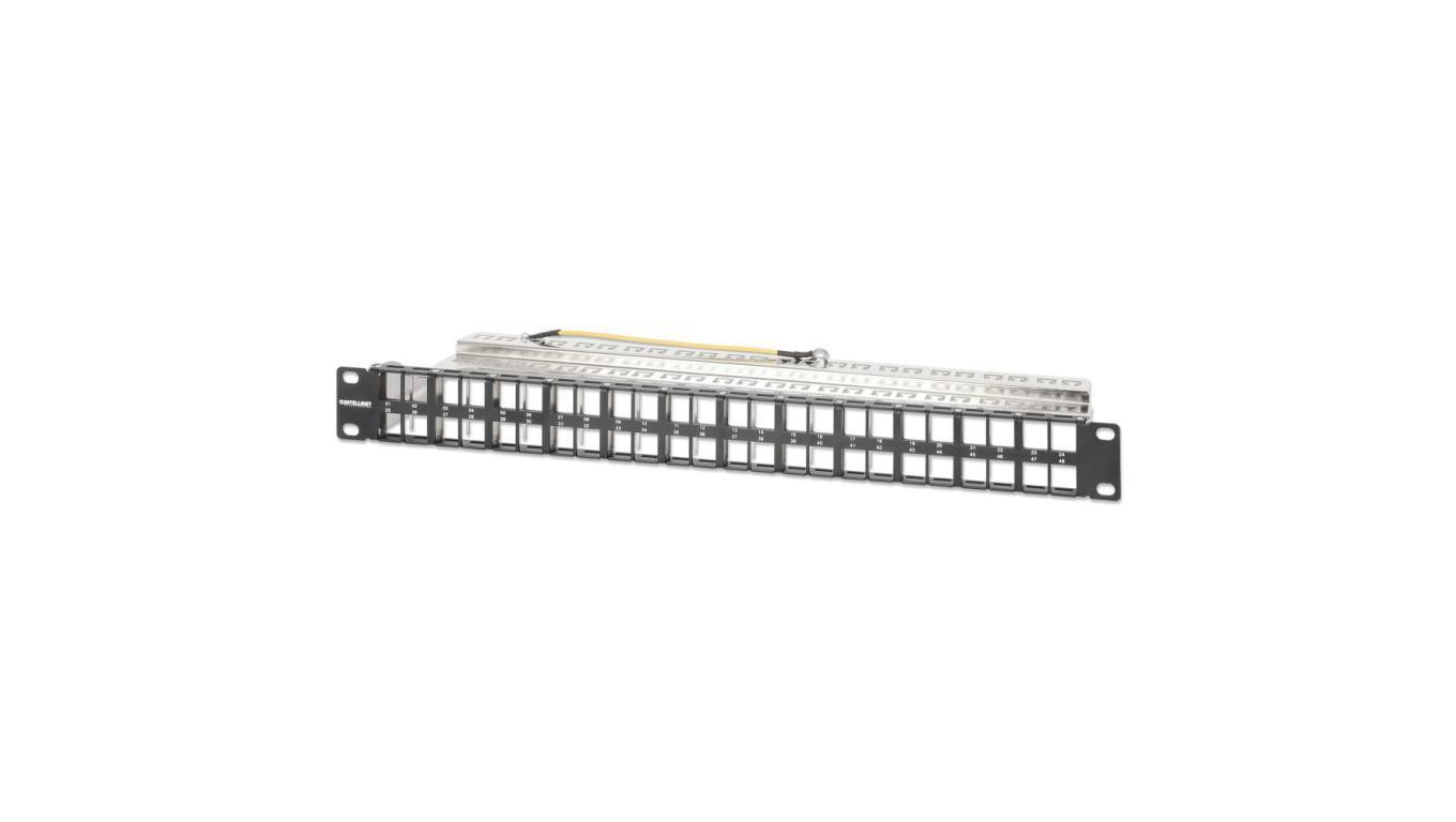 patch panel 48 portów na moduły KEYSTONE, 1U, z tacką