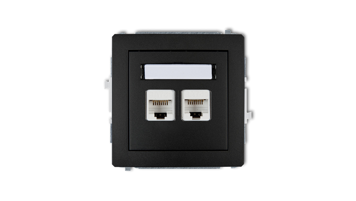 DECO Gniazda komputerowe podwójne 2xRJ45, kat. 5e, 8-stykowy czarny mat 12DGK-2