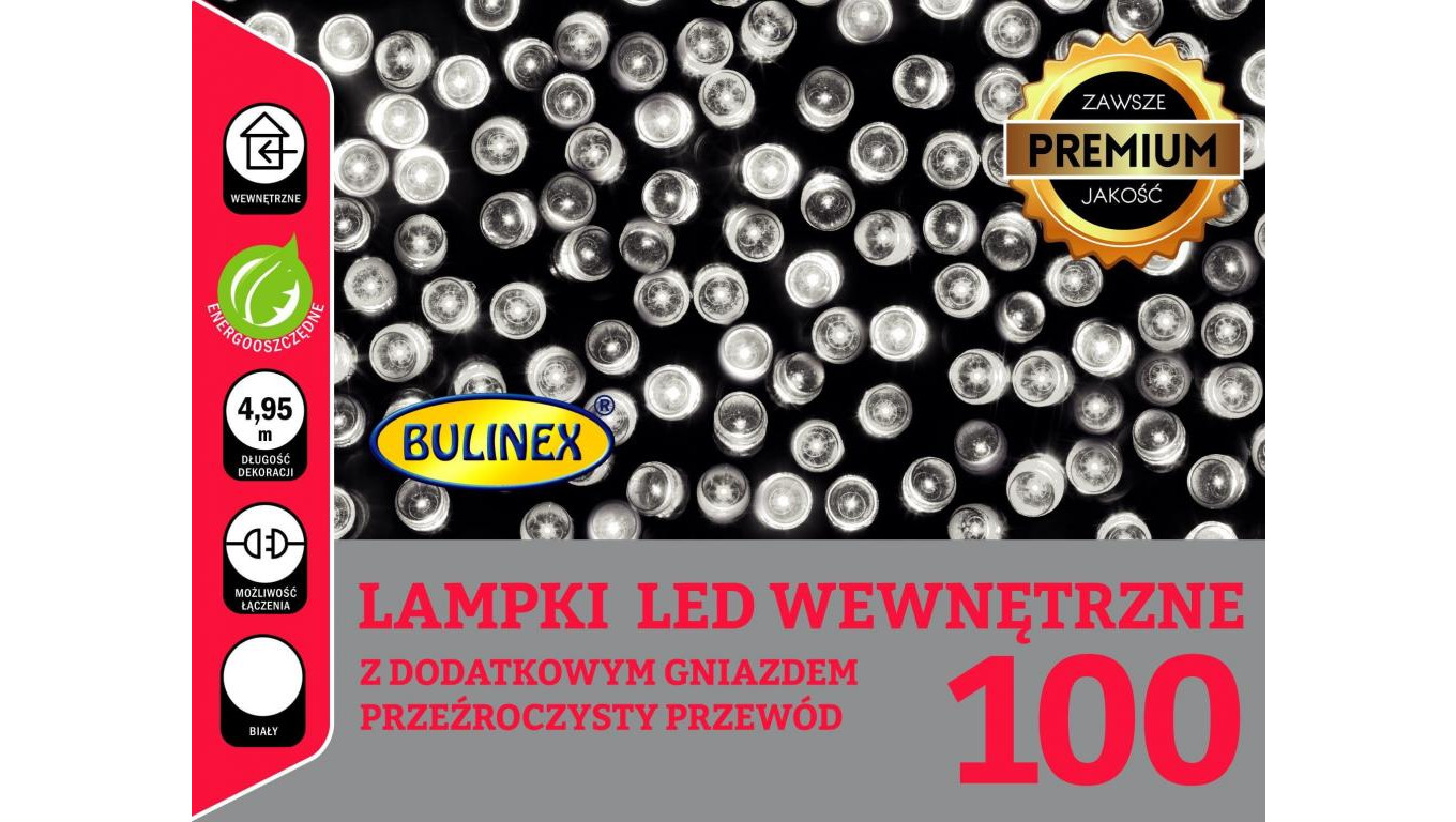 Lampki Bulinex 100led białe zimne 4 95m sznur