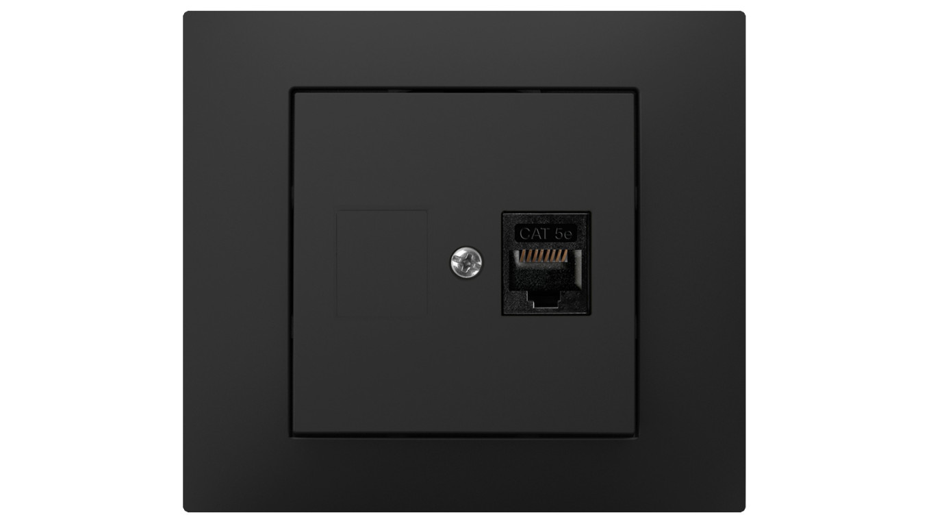 Vestra Gniazdo komputerowe pojedyncze RJ45 bez ramki podtynkowe IP20 czarny 3848-19