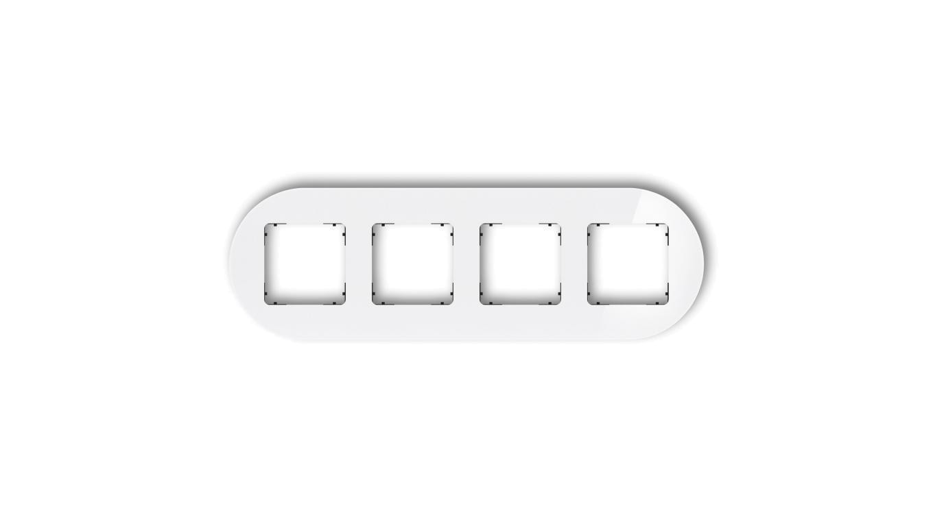 ICON Ramka uniwersalna poczwórna okrągła - efekt szkła (ramka: biała spód: czarny) 0-12-IRSO-4