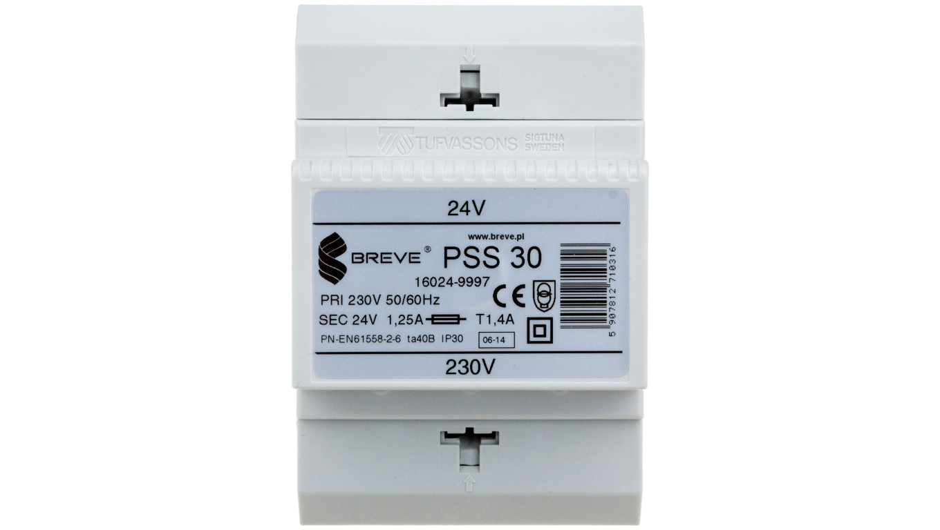 Transformator 1-fazowy modułowy bezpieczeństwa PSS 30 230/ 24V 1,25A, na szynę DIN, IP30, Ta 40, 16024-9997