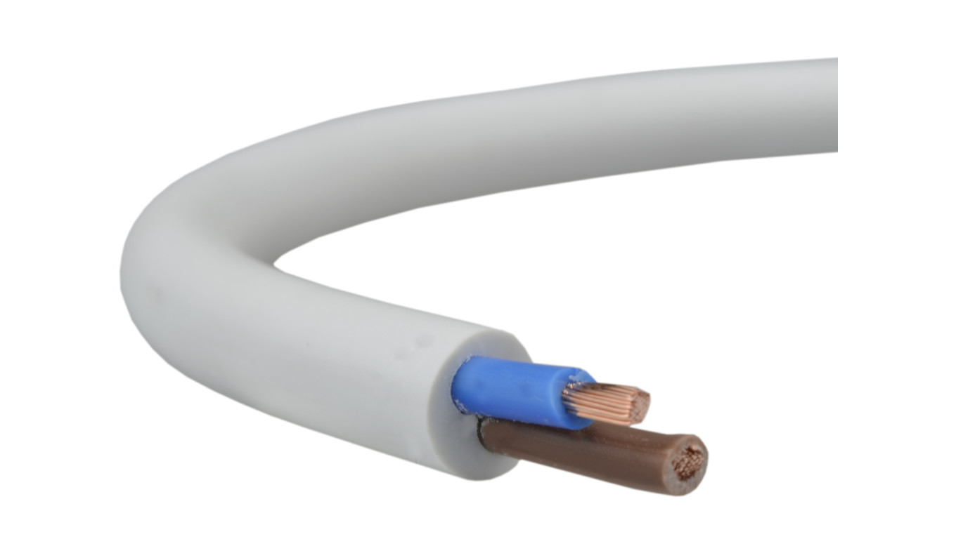 Przewód prądowy H05VV-F / OWY 500V 2x1 warsztatowy biały linka Elektrokabel /100m/