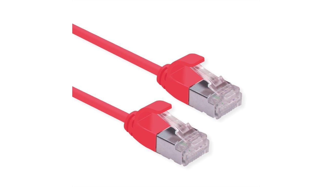 ROLINE F/UTP DataCenter Patch Cord Cat.6A (Class EA), LSOH, bardzo cienki, czerwony, 0,3 m