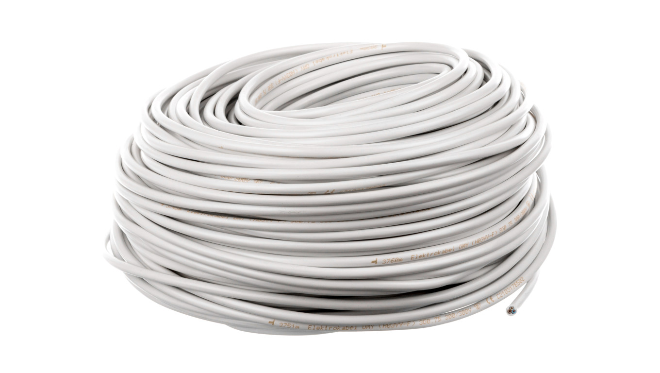 Przewód mieszkaniowy H03VV-F (OMY) 3x0,75 żo biały /100m/