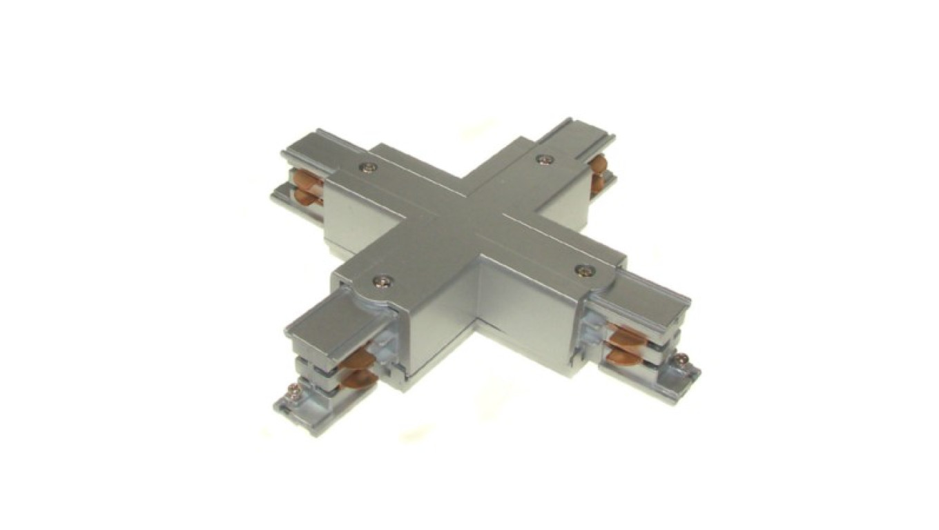 Łącznik szyny 3 fazowej Adar czterodrożny srebrny