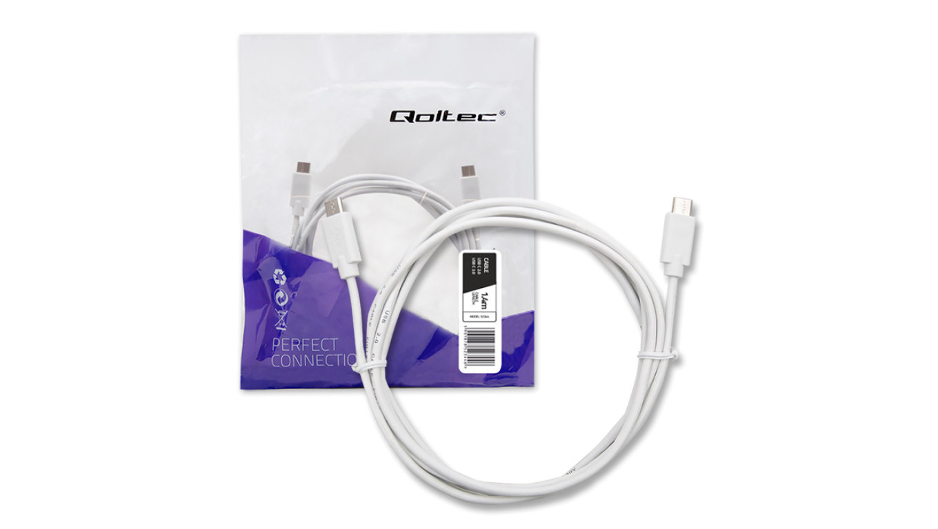 Qoltec Kabel USB 2.0 typ C męski USB 2.0 typ C męski 1.4m Biały