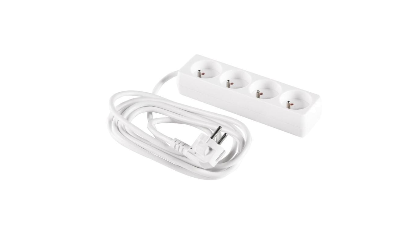 Przedłużacz 4-gniazda z/u 1,5m /H05VV-F 3G1/ biały PM-BW-4G-15
