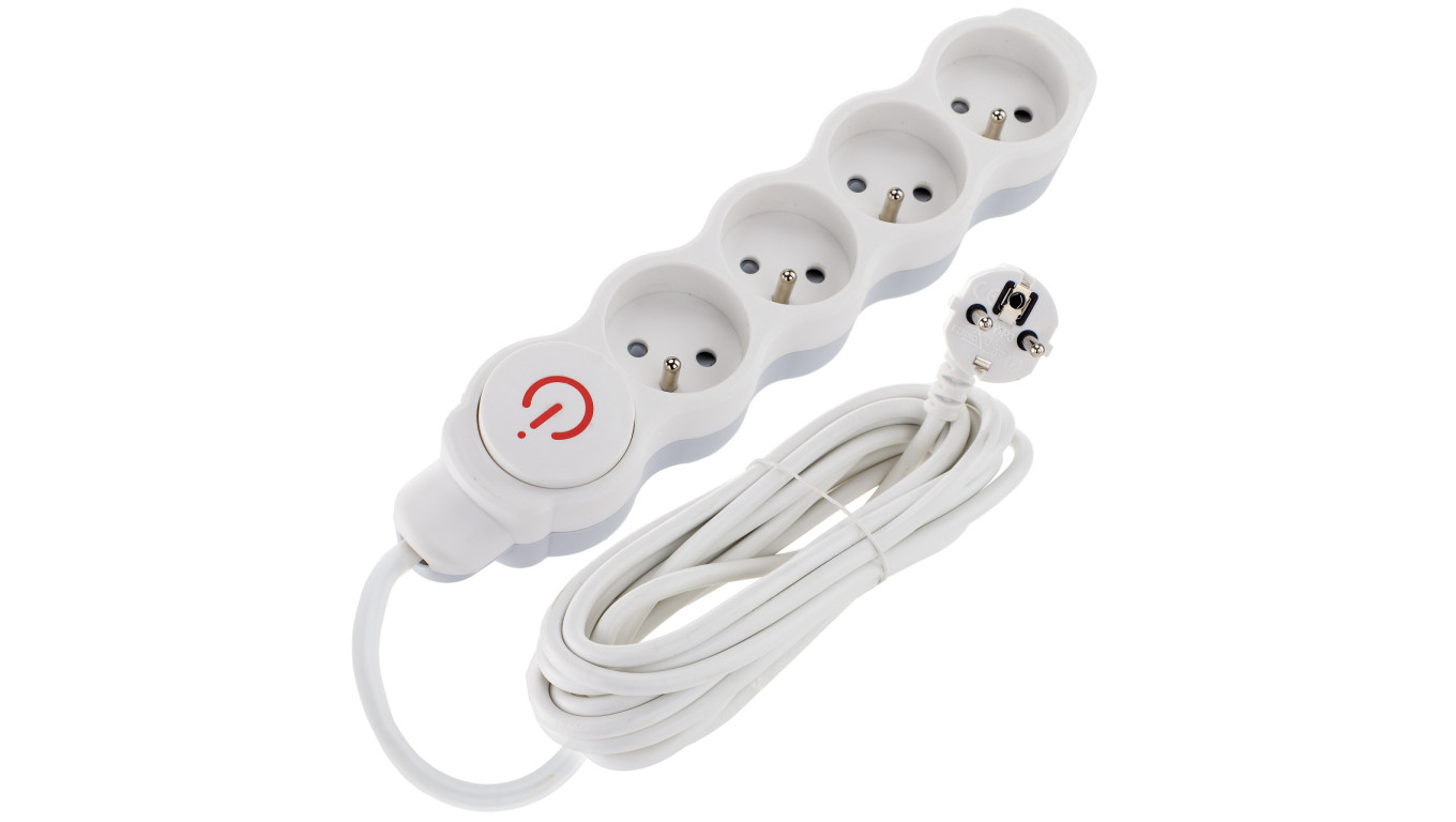 Przedłużacz prądowy 1.5m 4xGN (2P+Z) 3x1,5mm2 z wyłącznikiem