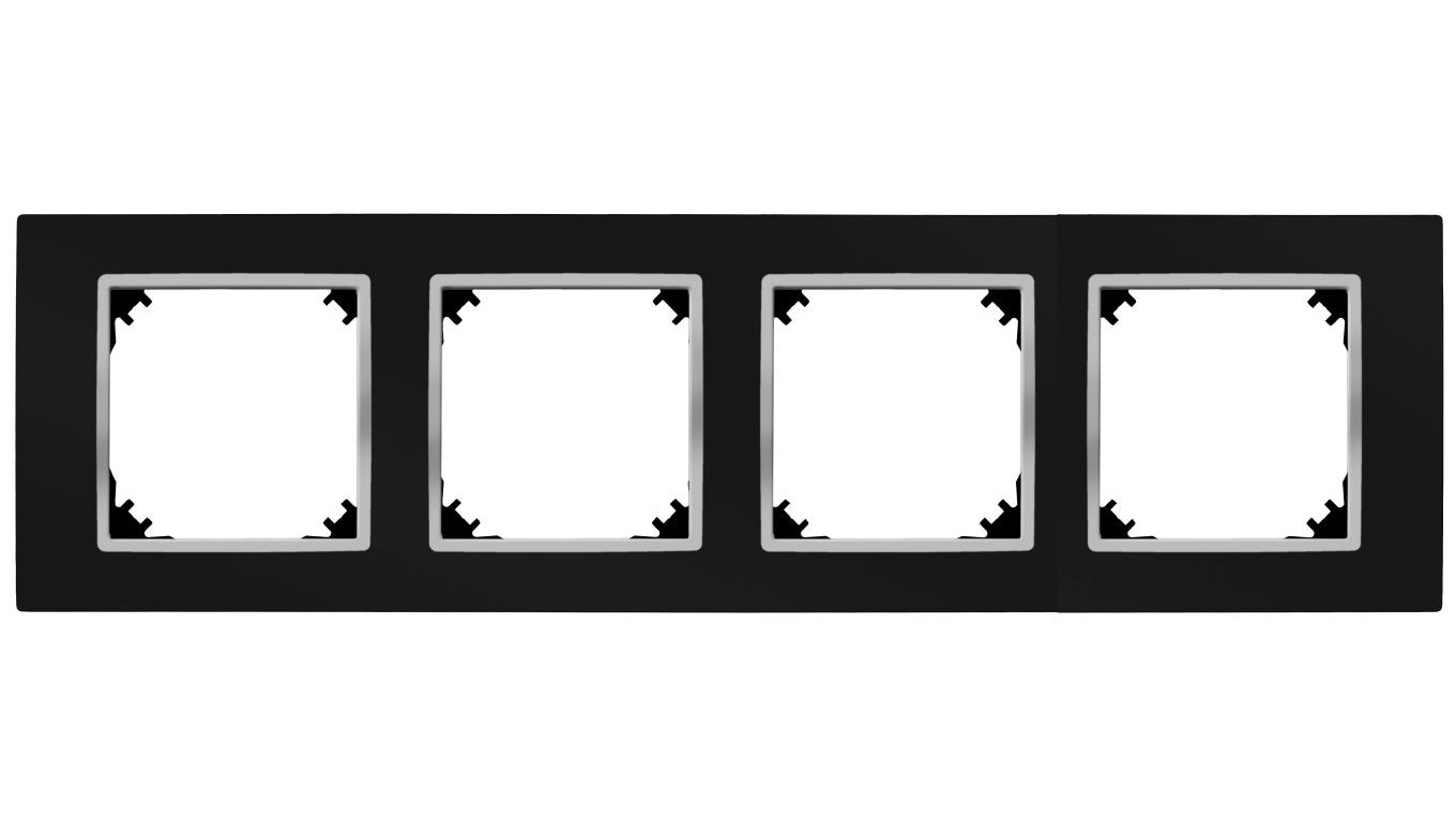 VESTRA ramka czterokrotna czarny/chrom 3874-46