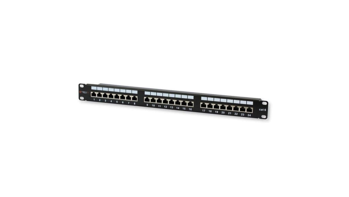 Patch Panel 1U STP 24x RJ45 Cat6 Czarny z Tacką