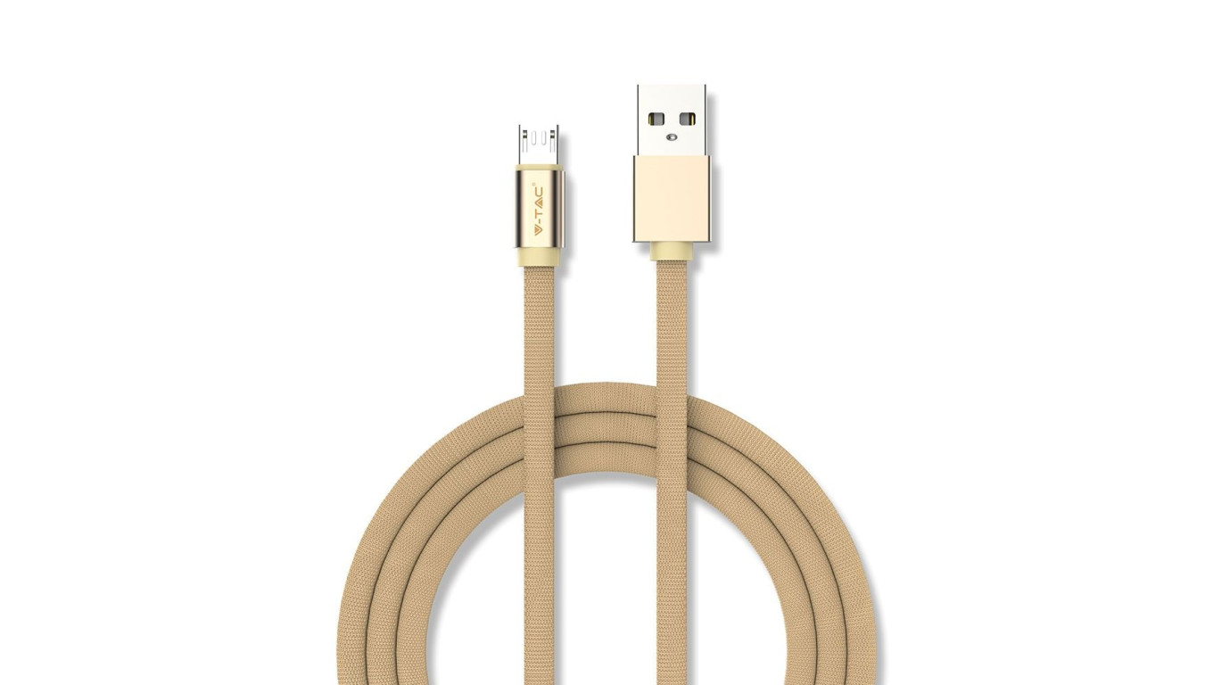 Kabel Micro USB 1m 2,4A w oplocie Złoty 8495