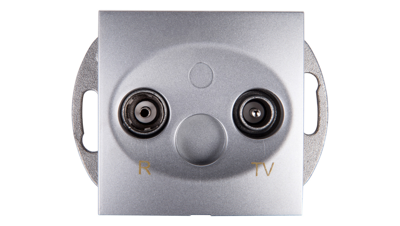 Simon 54 Gniazdo antenowe RD/TV przelotowe srebrny mat DAP10.01/43