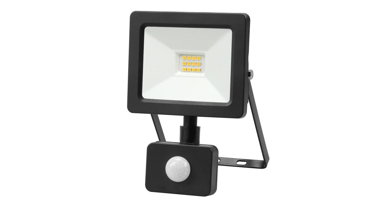 Projektor LED 10W 1000lm 4000K Premium z czujnikiem czarny IP44 GW-0009