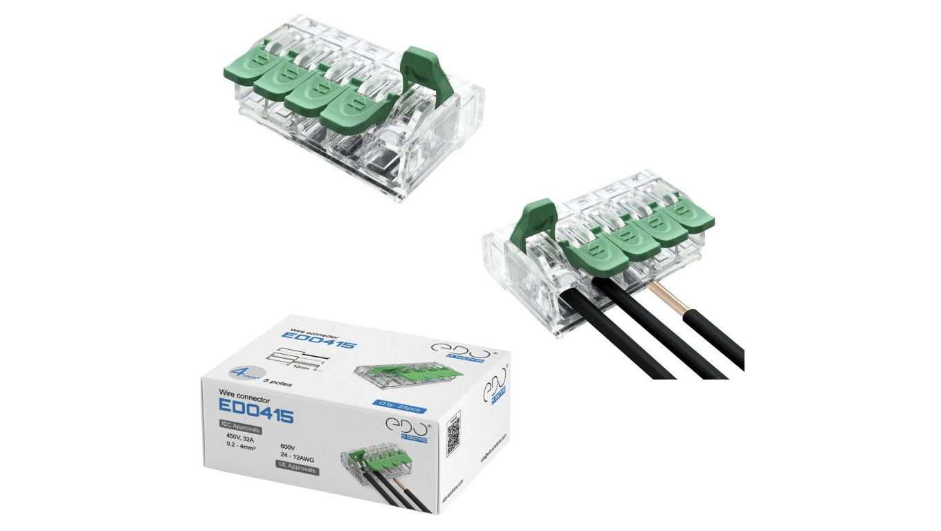 Złączka instalacyjna z dźwignią do wszystkich rodzajów przewodów maks. 4mm² 5-przew. EDO415 25 szt