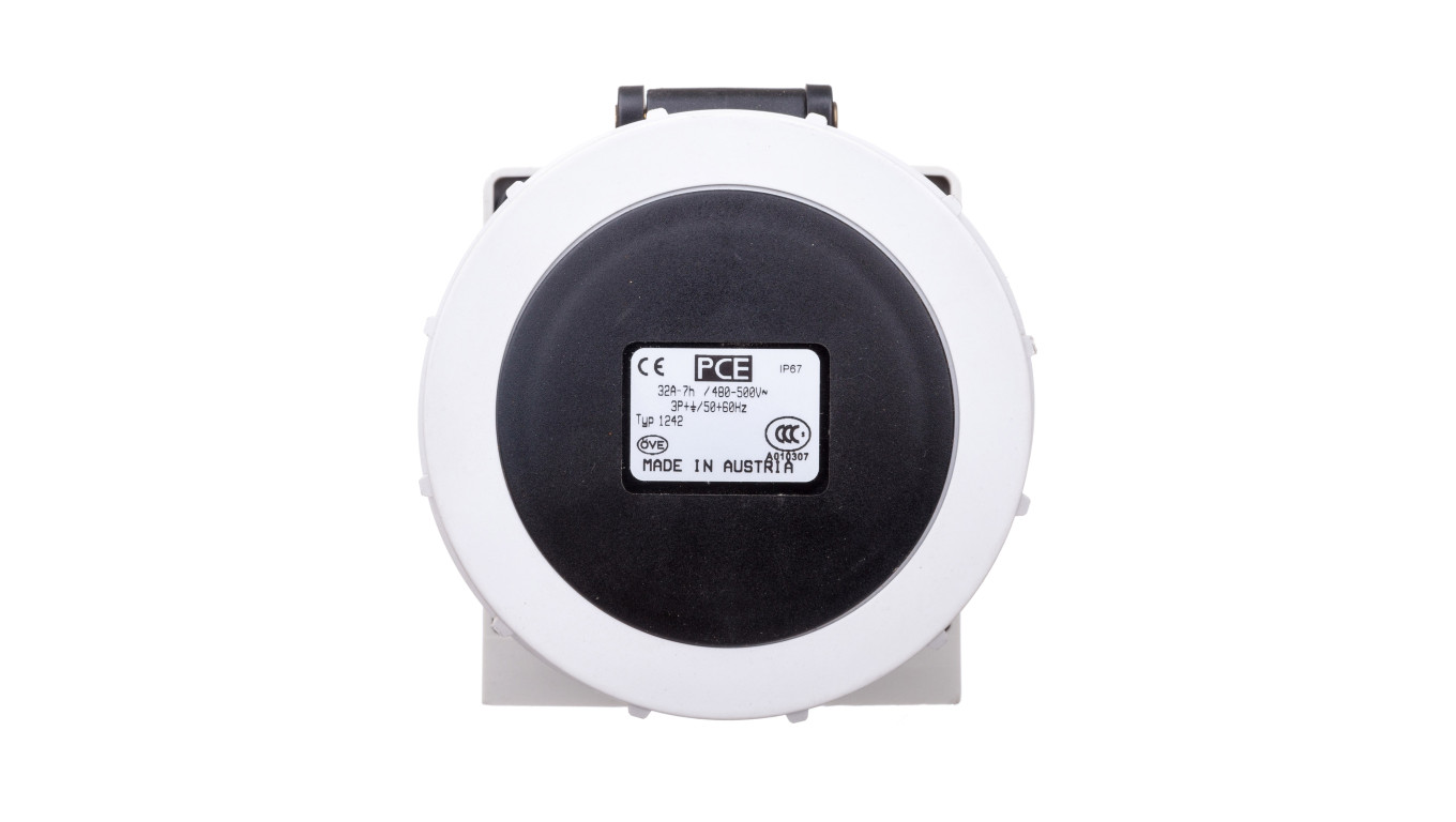 Gniazdo stałe 32A 4P 500V czarne IP67 /bez dławnicy/ 1242-7