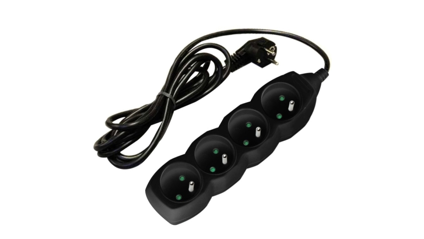 Przedłużacz prądowy 1,5m 4xGN (2P+Z) czarny