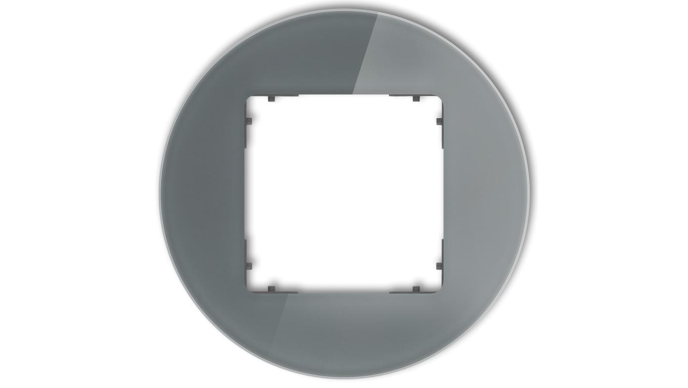 ICON Ramka uniwersalna pojedyncza okrągła - efekt szkła (ramka: grafitowa spód: grafitowy mat) 28-28-IRSO-1