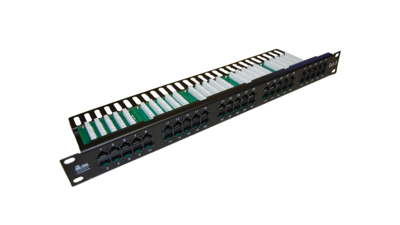 Patch panel telefoniczny RACK 19 kat.3 50xRJ45 1U czarny Alantec
