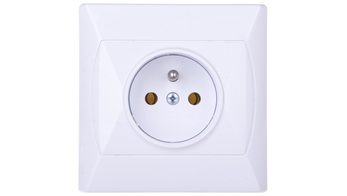 AKCENT Gniazdo pojedyncze z/u białe GP-1AZ/00