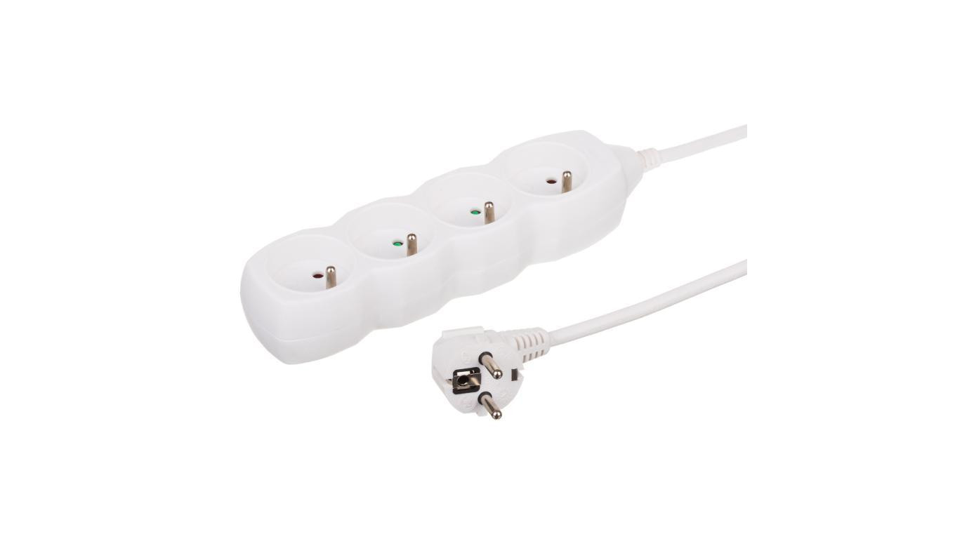 Przedłużacz 4-gniazdowy, 5m biały, 3x1,0mm OWY 34450