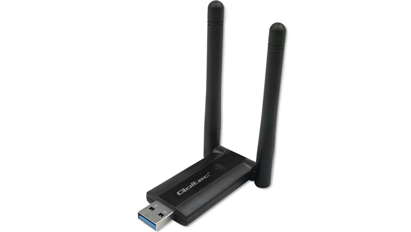 Qoltec Szybki bezprzewodowy Adapter USB DUAL Wi-Fi 2 x 2dBi Standard AC USB 3.0 1200Mbps
