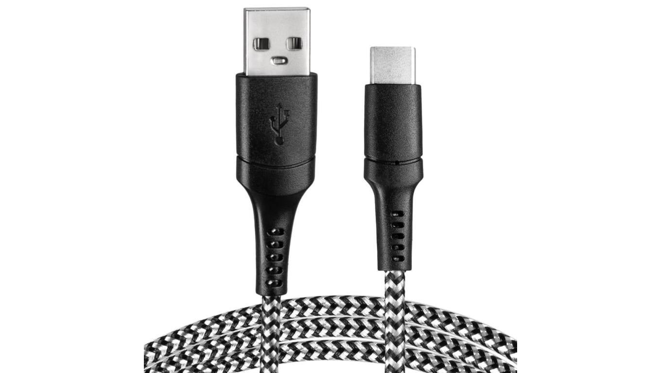 Kabel USB - USB-C oplot czarno-biały 1m VA0148 Vayox