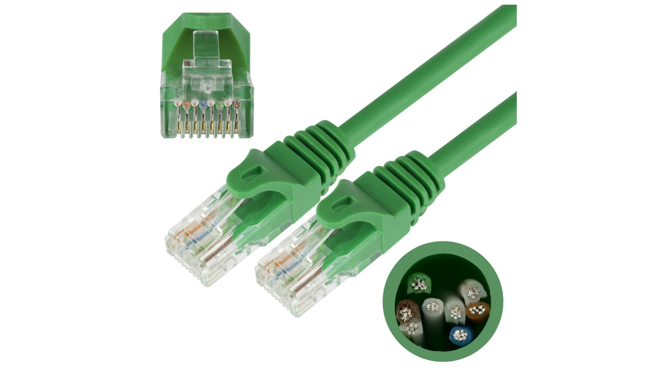 Patchcord UTP kat.5e kabel sieciowy LAN 2x RJ45 linka zielony 2m NEKU
