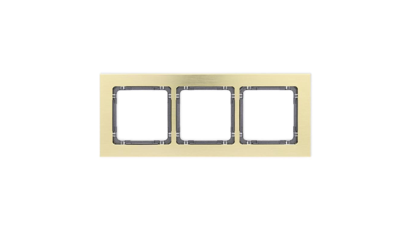 DECO Ramka uniwersalna potrójna - aluminium szczotkowane (ramka: kolor mosiężny spód: grafitowy) 8-11-DRA-3