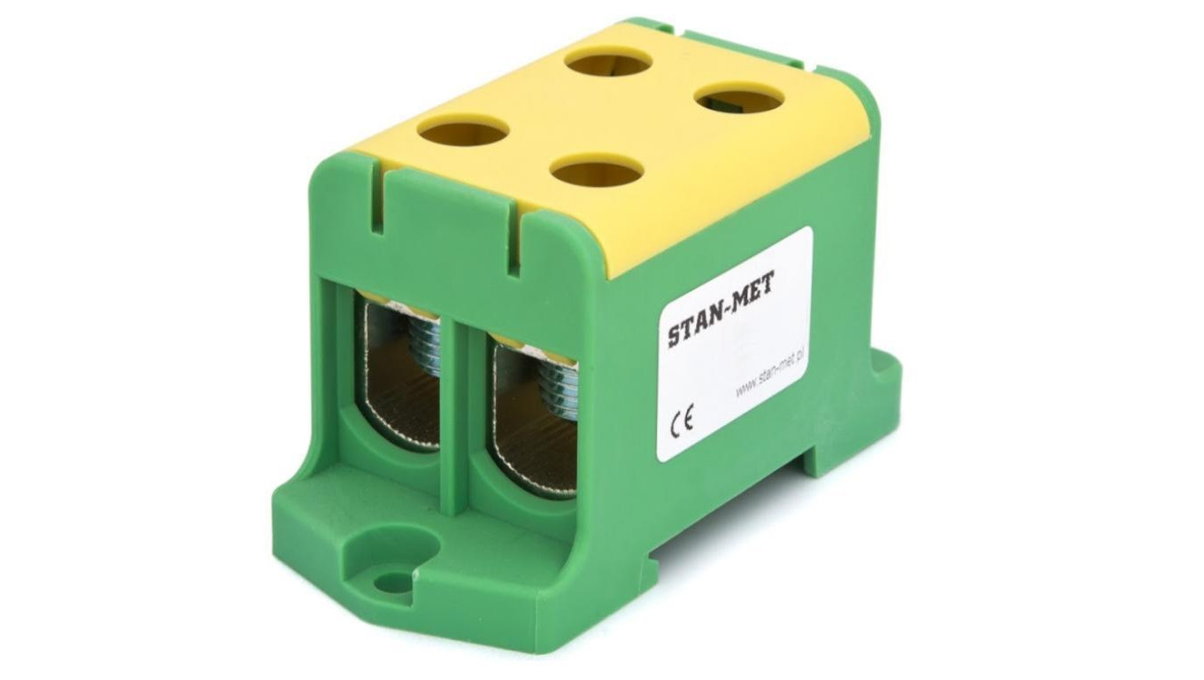 Złączka szynowa gwintowa al/cu 2x150mm2 zielono-żółta WLZ-35P/2x150Z