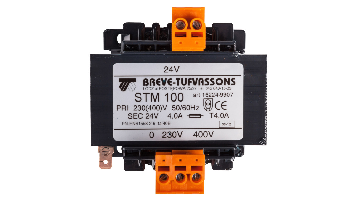 Transformator 1-fazowy bezpieczeństwa STM 100 400(230)/ 24V 4,1A, Ta 40, 16224-9907