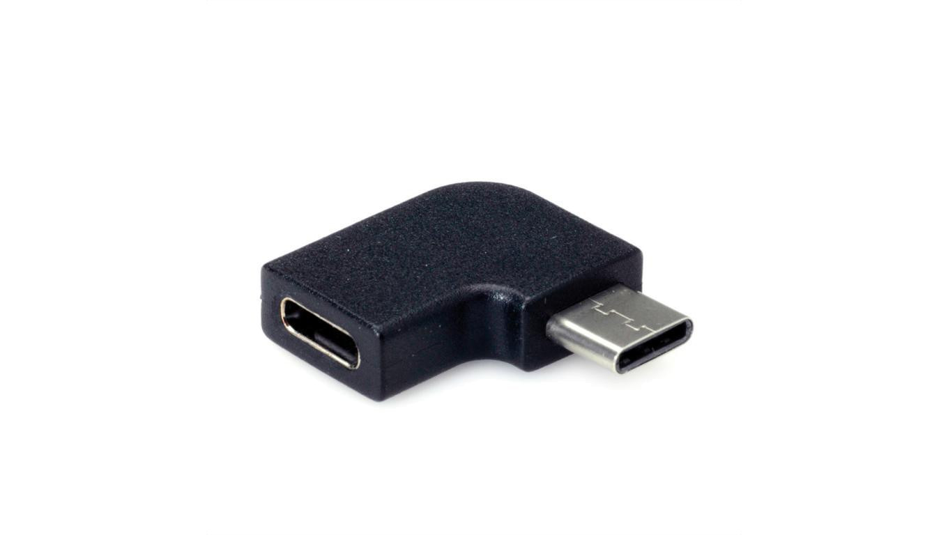 Adapter VALUE, USB 3.2 Gen 2, typ C - C, M/F, kąt 90, czarny