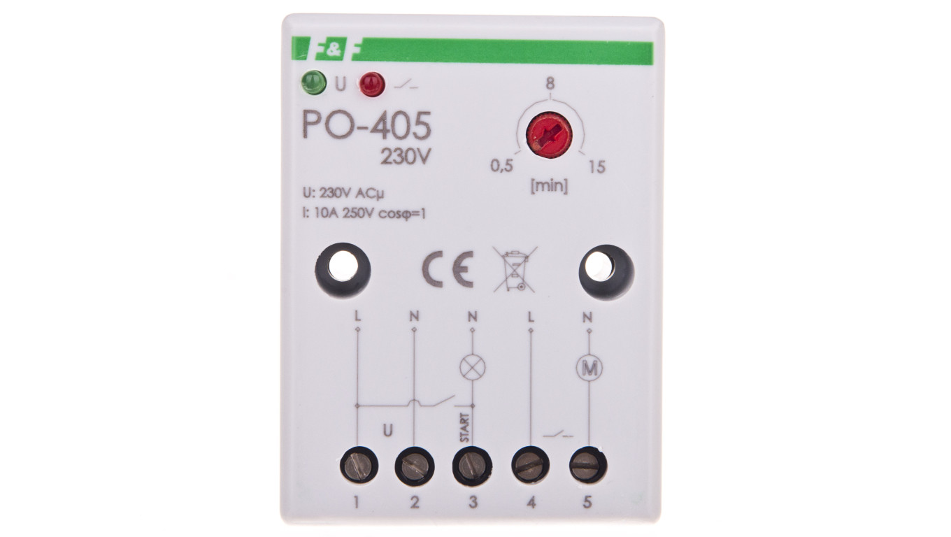 Przekaźnik czasowy 1Z 10A 1-15min 230V AC opóźnione odpadanie PO-405 230V