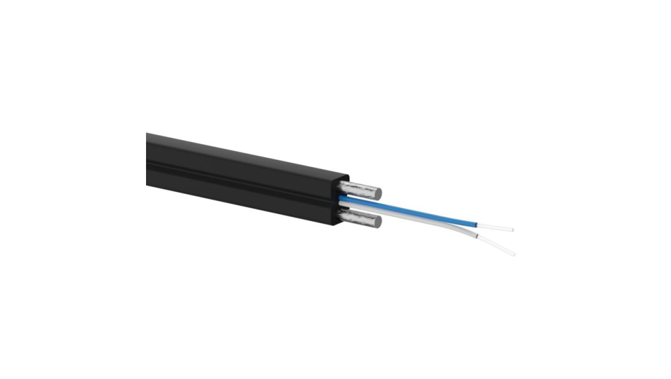 Kabel światłowodowy FTTH, 2J, SM 9/125, LSOH, wzmocnienie dwoma prętami stalowymi, czarny ALANTEC /1000m/