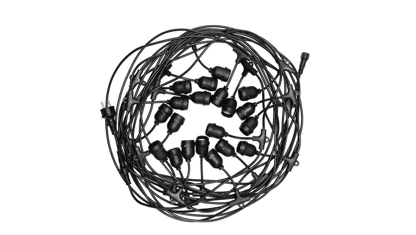 Girlanda ogrodowa do żarówek Danda 20xE27 20m IP54 wodoodporna czarna EDO777467