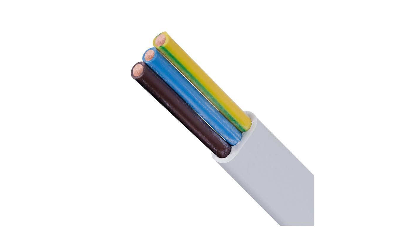 Kabel instalacyjny płaski YDYp 3x1,5mm2 biały 450/750V drut Eltrim /100m/