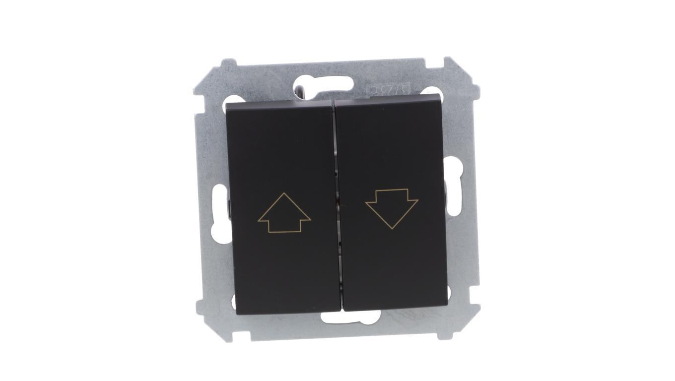 Simon 54 Przycisk roletowy do sterowania roletą z wielu miejsc (moduł) 10AX 250V zaciski śrubowe czarny mat DZP1W.01/49